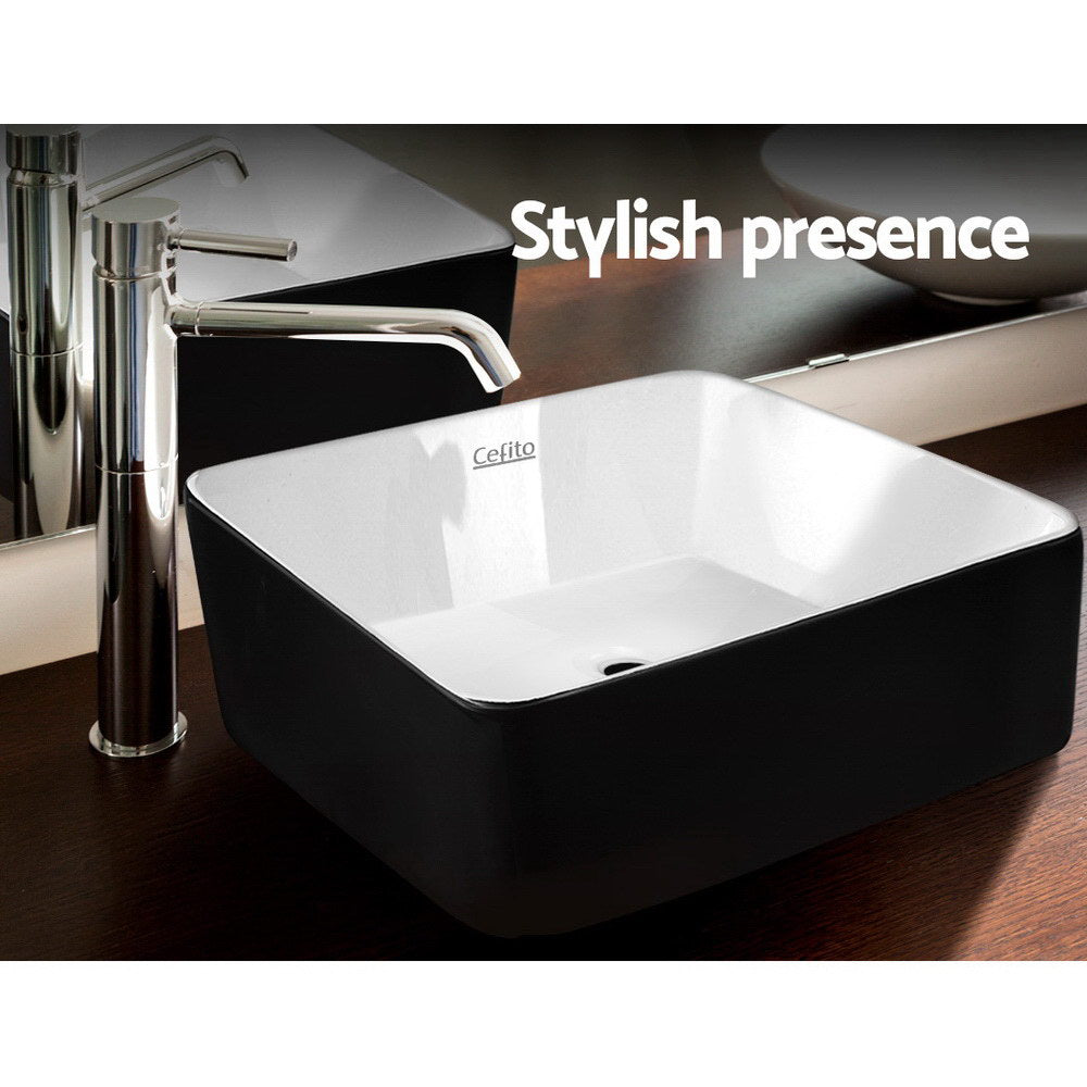 Ceramic Bathroom Basin Sink Vanity Above Counter Basins Bowl Black White - image3