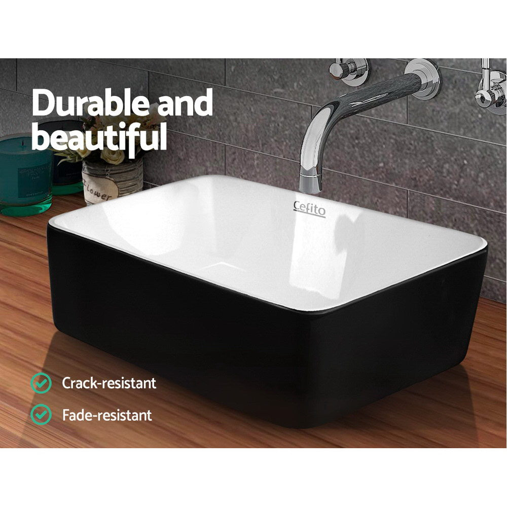 Ceramic Bathroom Basin Sink Vanity Above Counter Basins Bowl Black White - image4