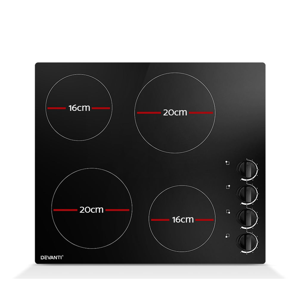 Ceramic Cooktop 60cm Electric Kitchen Burner Cooker 4 Zone Knobs Control - image3