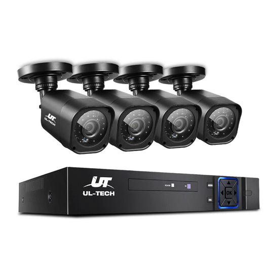 4CH 5 IN 1 DVR CCTV Security System Video Recorder 4 Cameras 1080P HDMI Black - image1