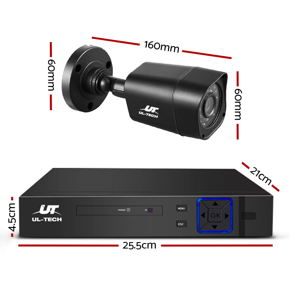 4CH 5 IN 1 DVR CCTV Security System Video Recorder 4 Cameras 1080P HDMI Black - image2