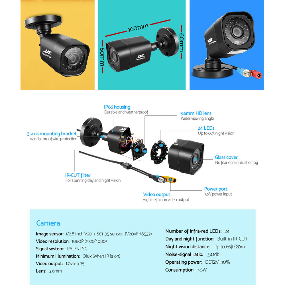 CCTV Camera Home Security System 8CH DVR 1080P Cameras Outdoor Day Night - image6