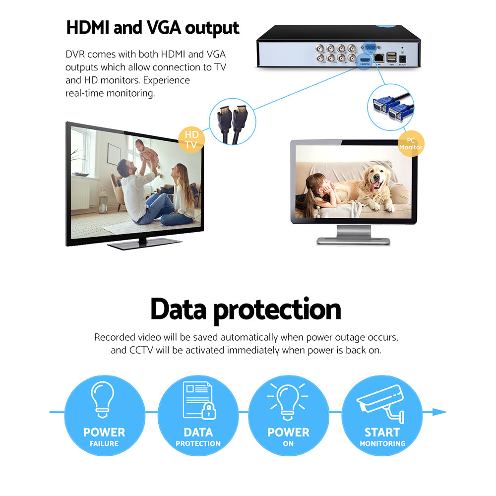 CCTV Camera Home Security System 8CH DVR 1080P IP 8 Dome Cameras Long Range - image6