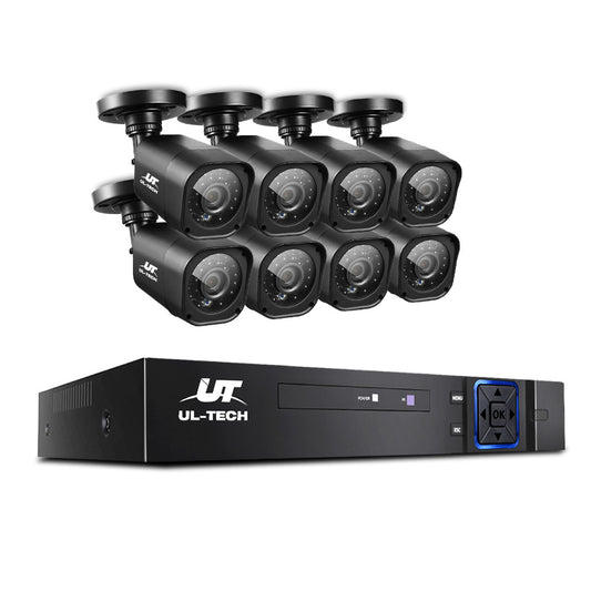 8CH 5 IN 1 DVR CCTV Security System Video Recorder /w 8 Cameras 1080P HDMI Black - image1