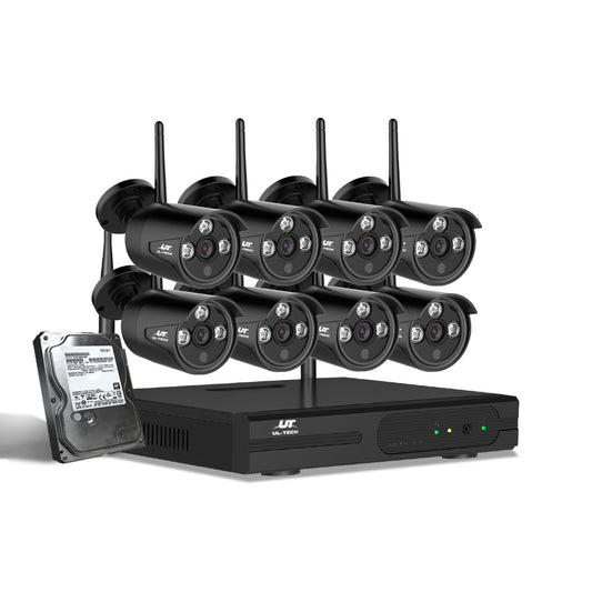 CCTV Wireless Security Camera System 8CH Home Outdoor WIFI 8 Bullet Cameras Kit 1TB - image1