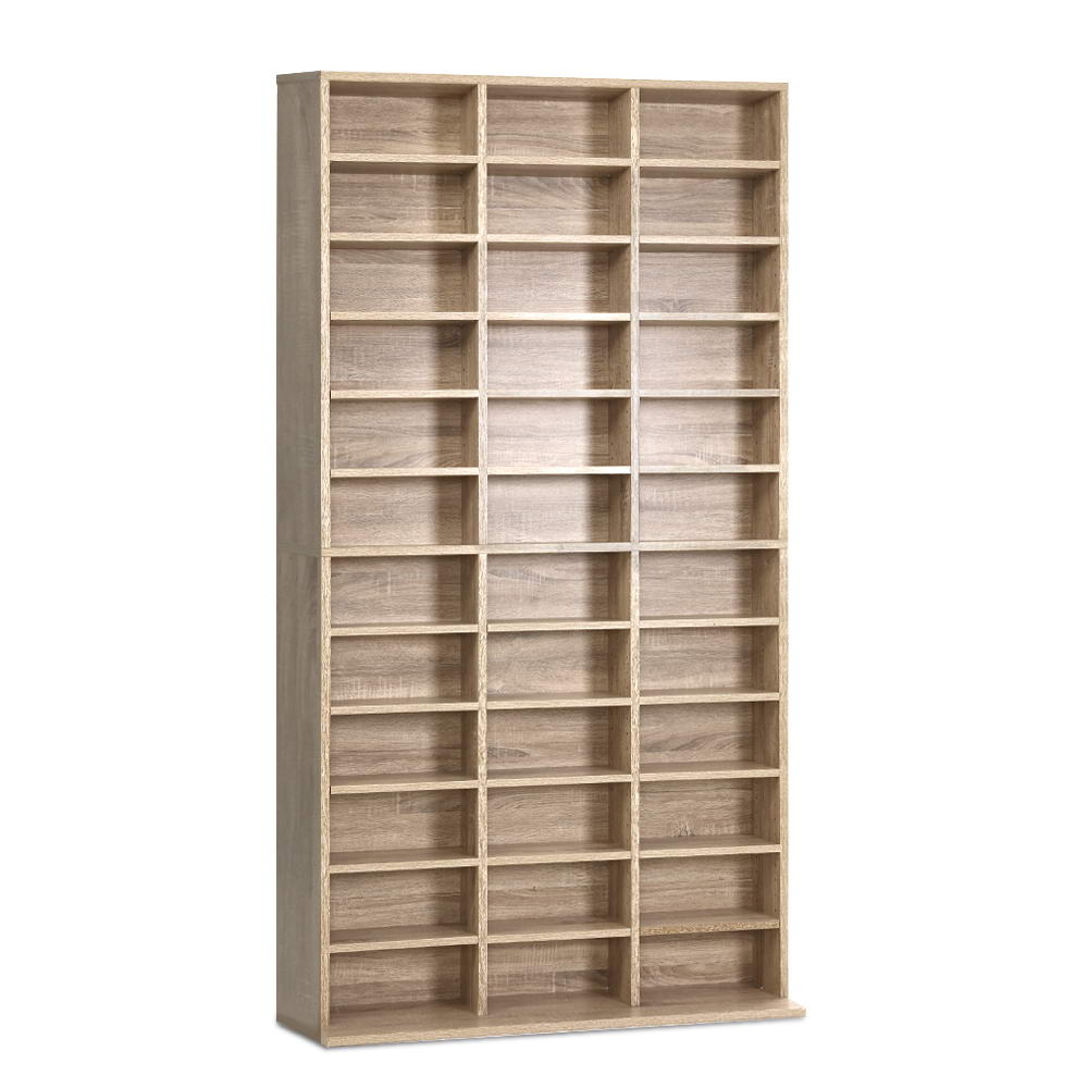 528 DVD 1116 CD Storage Shelf Media Rack Stand Cupboard Book Unit Oak - image1