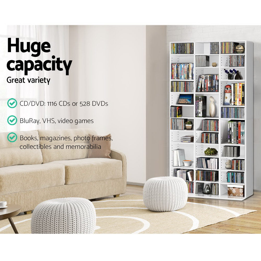 Adjustable Book Storage Shelf Rack Unit - White - image4