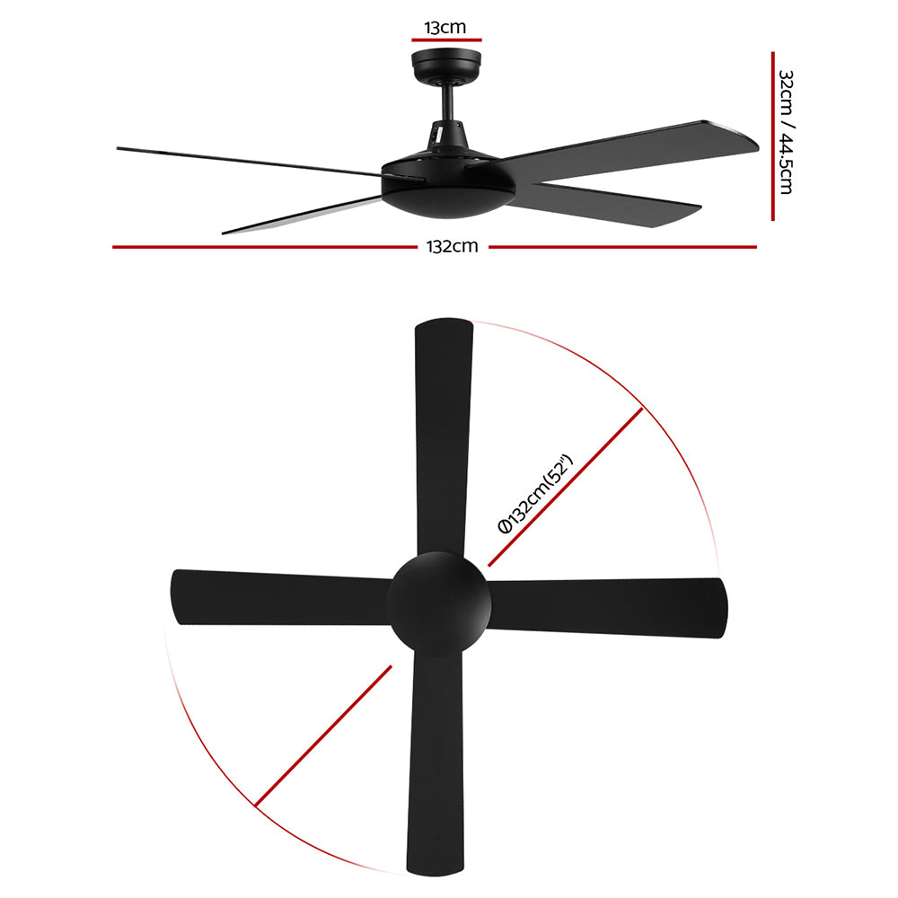 52'' Ceiling Fan w/Remote - Black - image2