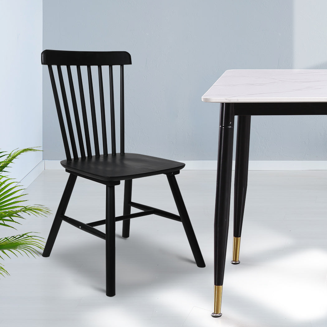 Set of 2 Dining Chairs Side Chair Replica Kitchen Wood Furniture Black - image8