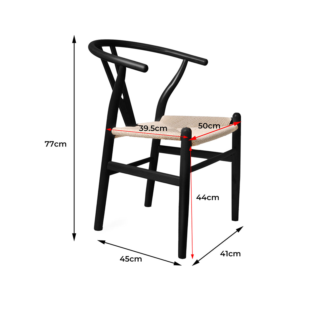 2x Dining Chairs Wooden Hans Wegner Chair Wishbone Chair Cafe Lounge Seat - image3