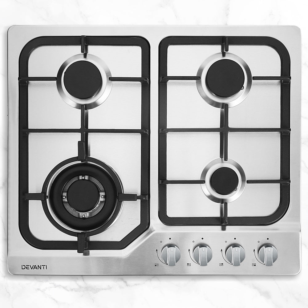 Gas Cooktop 60cm Gas Stove Cooker 4 Burner Cook Top Konbs NG LPG Steel - image7