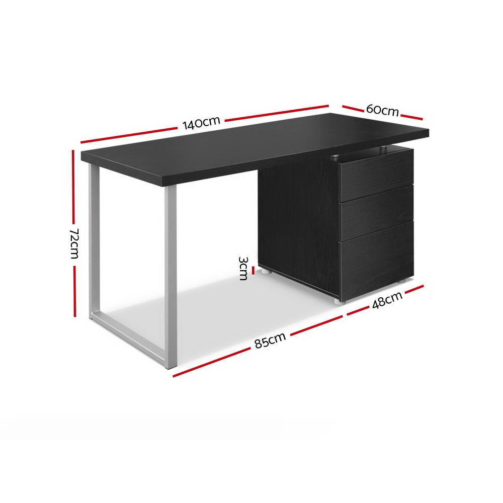 Metal Desk with 3 Drawers - Black - image2