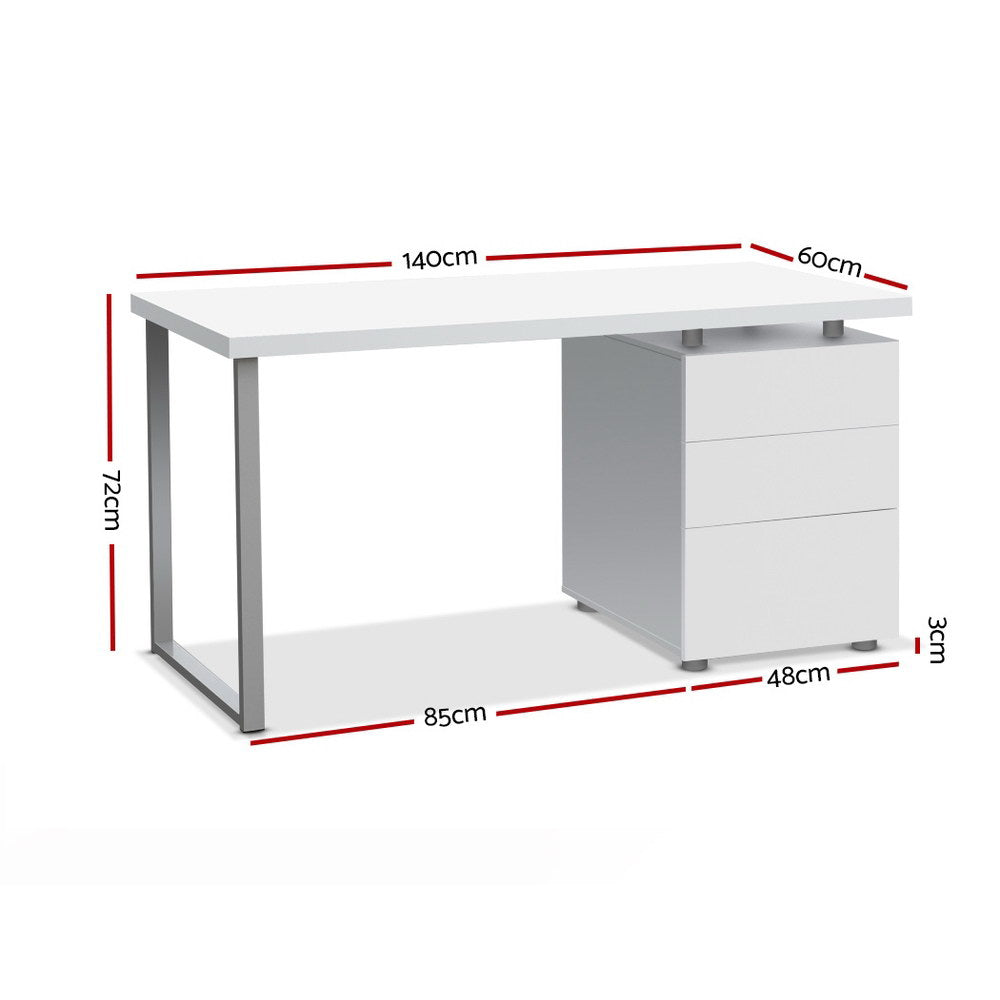 Metal Desk with 3 Drawers - White - image2