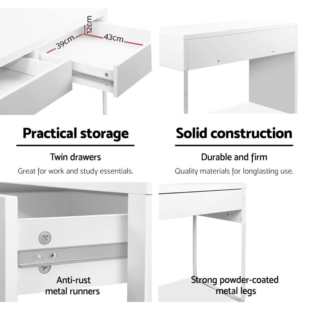 Metal Desk with 2 Drawers - White - image6