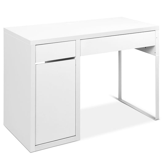 Metal Desk With Storage Cabinets - White - image1