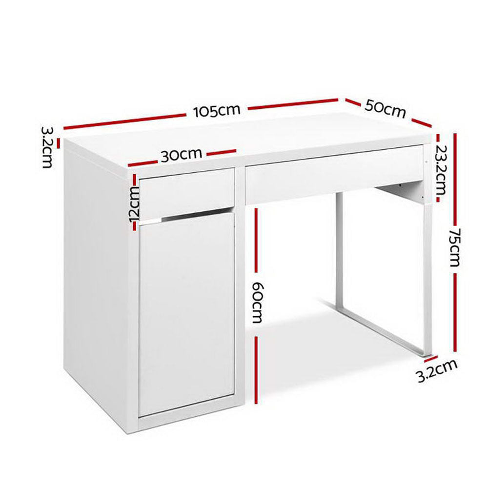 Metal Desk With Storage Cabinets - White - image2