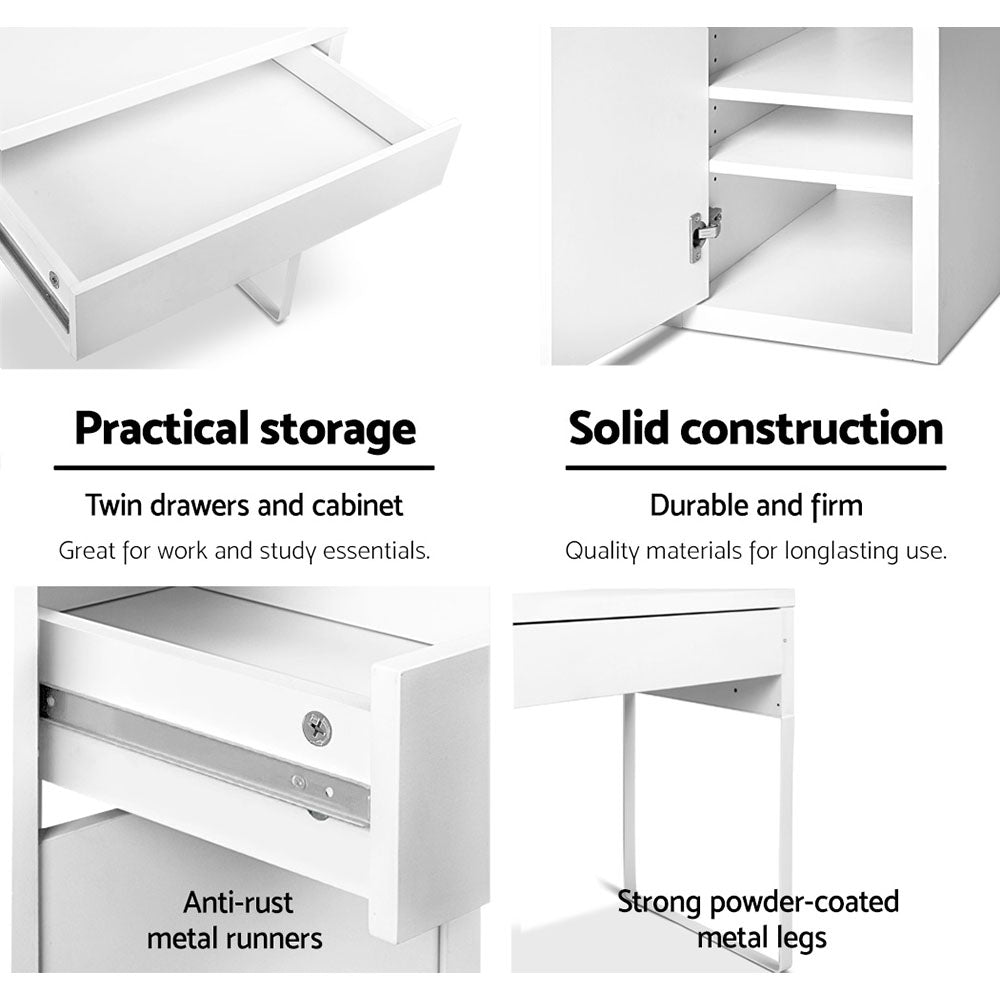 Metal Desk With Storage Cabinets - White - image6