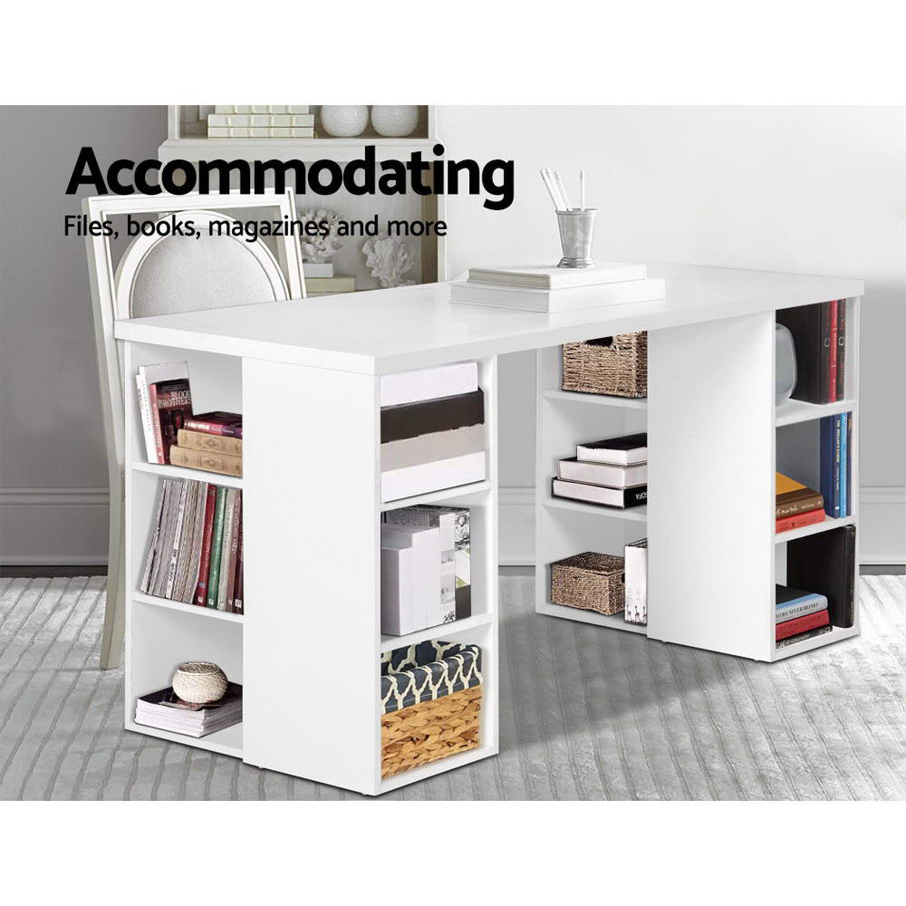 3 Level Desk with Storage & Bookshelf - White - image5