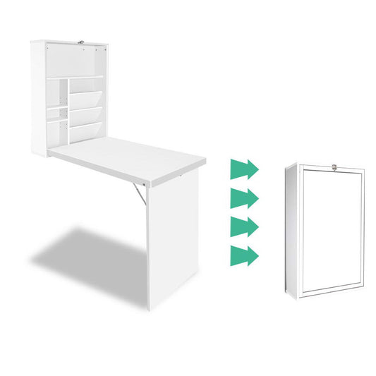 Foldable Desk with Bookshelf - White - image1