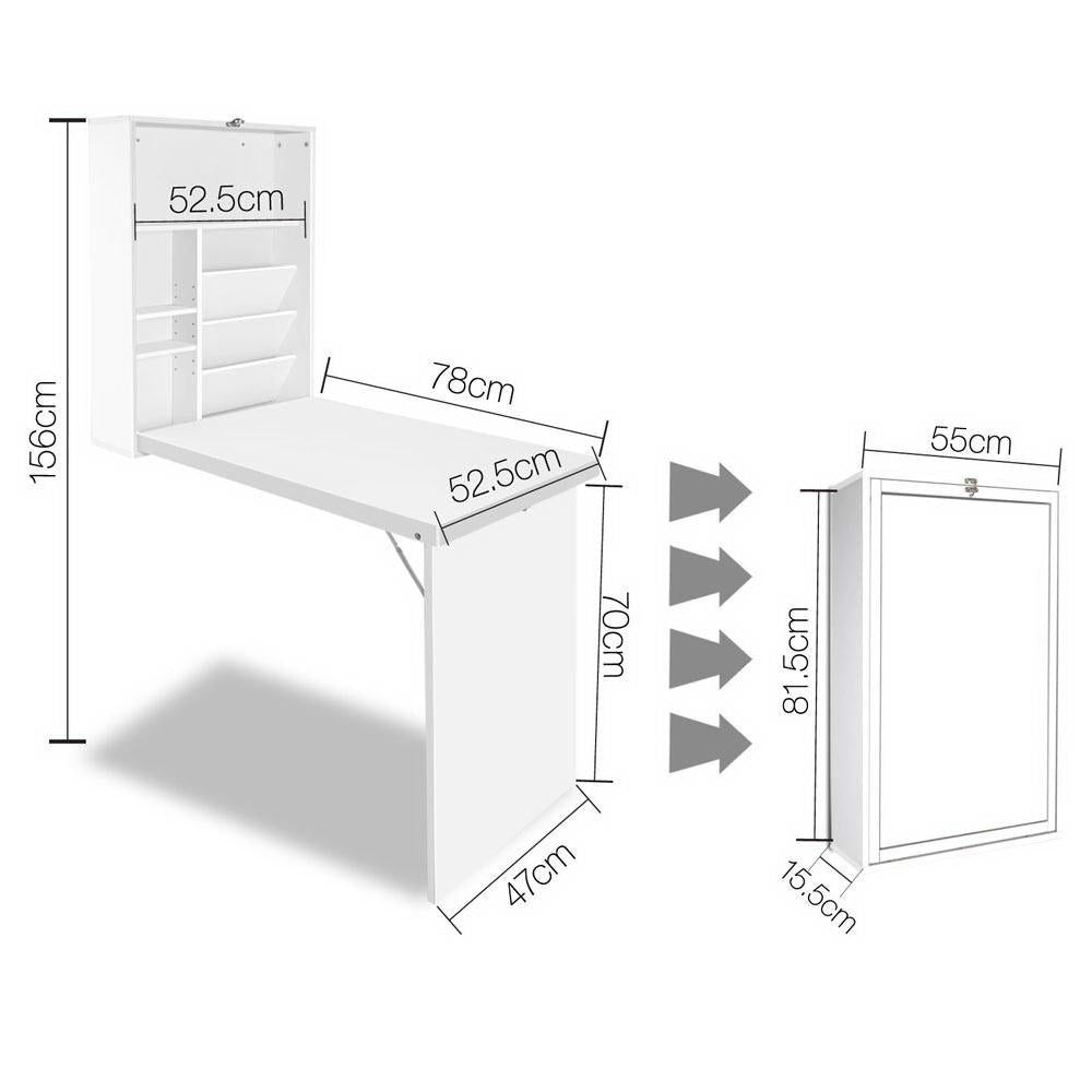 Foldable Desk with Bookshelf - White - image2