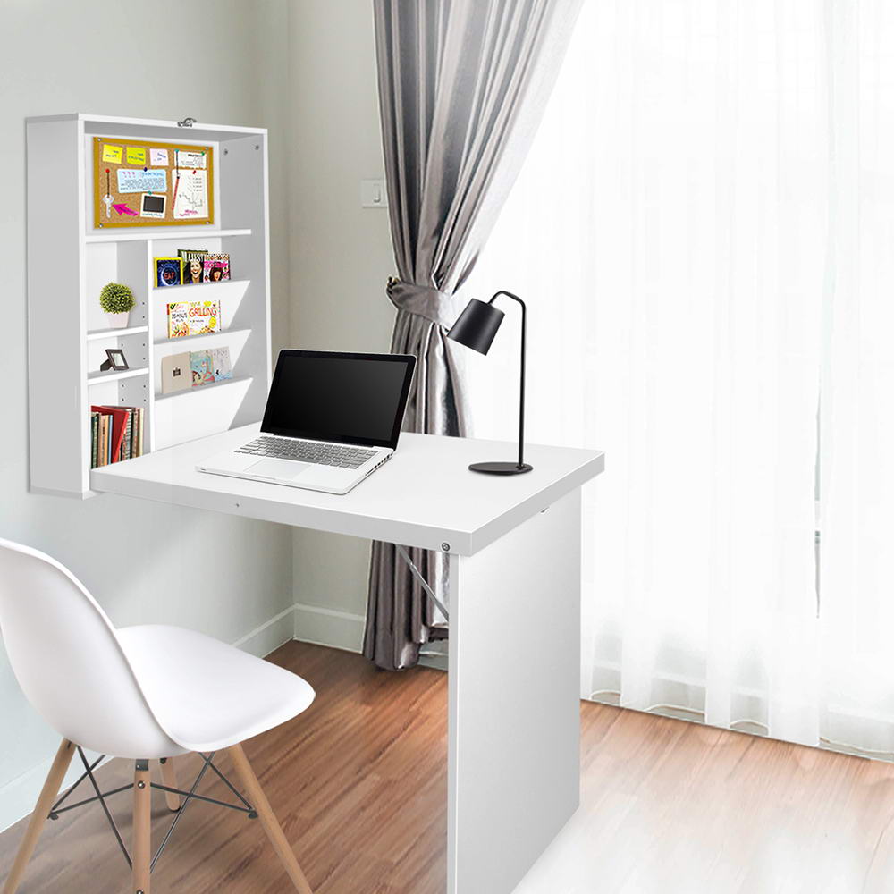 Foldable Desk with Bookshelf - White - image7