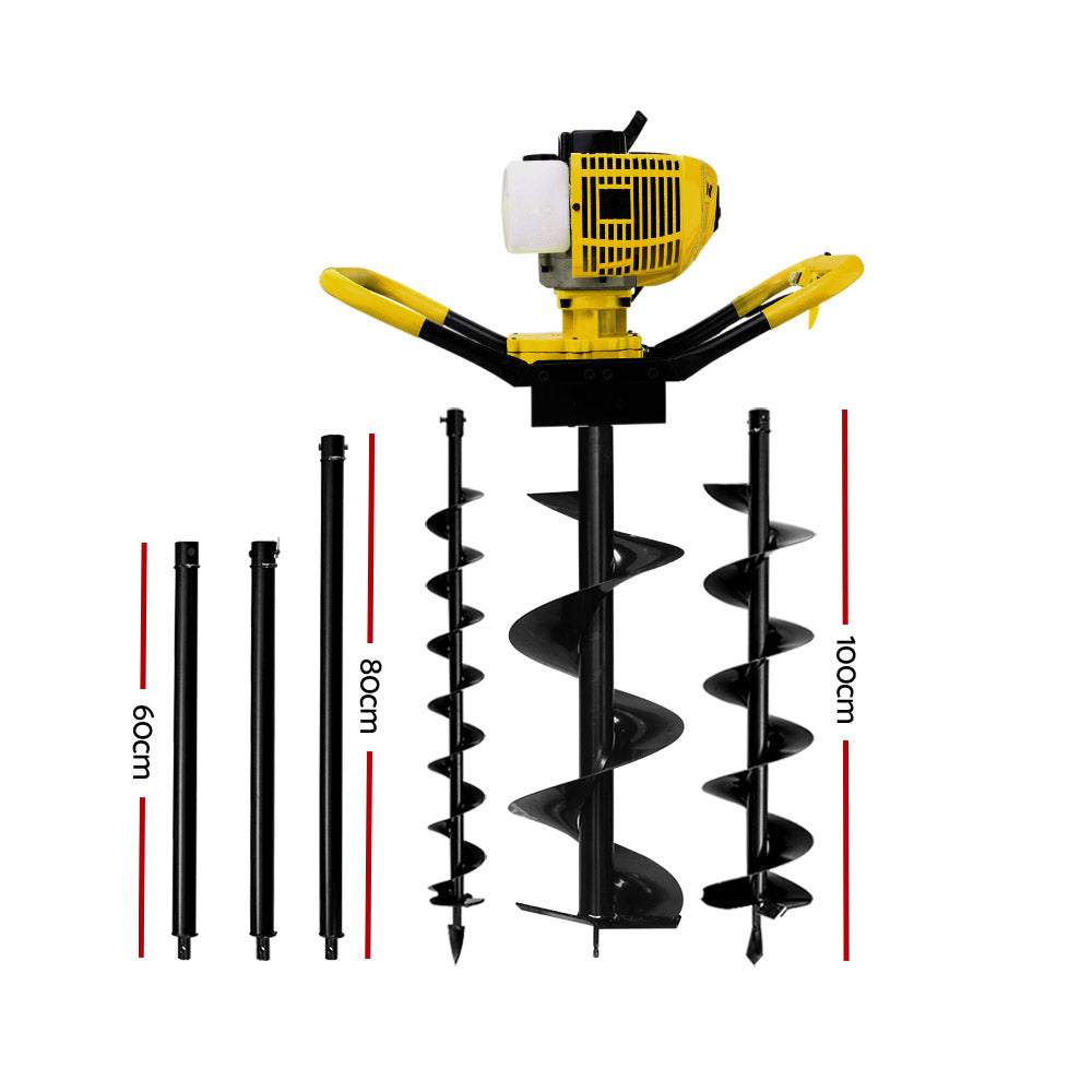 80CC Post Hole Digger Petrol Drill Auger Borer Fence Extension Bits - image2