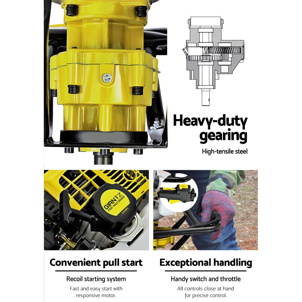 92CC Post Hole Digger Auger Petrol Drill Borer Fence Earth Power - image4