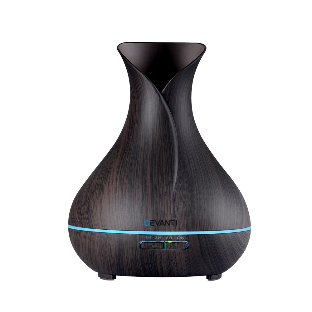 400ml 4 in 1 Aroma Diffuser with remote control- Dark Wood - image1