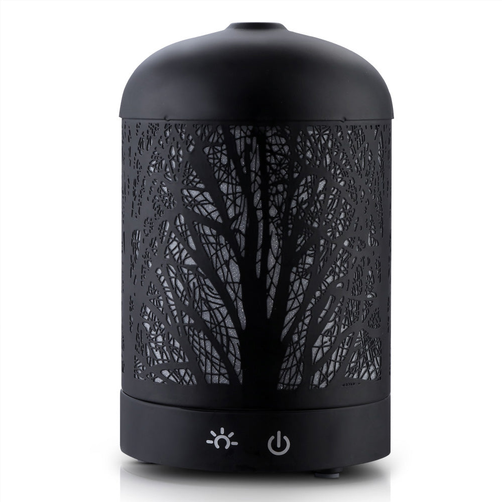 Aroma Diffuser Aromatherapy LED Night Light Iron Air Humidifier Black Forrest Pattern 160ml - image2