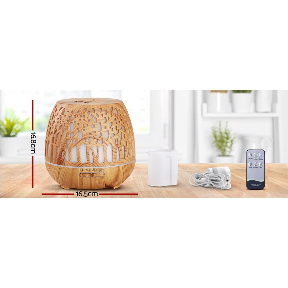 Aroma Diffuser Aromatherapy Humidifier Essential Oil Ultrasonic Cool Mist Wood Grain Remote Control 400ml - image2