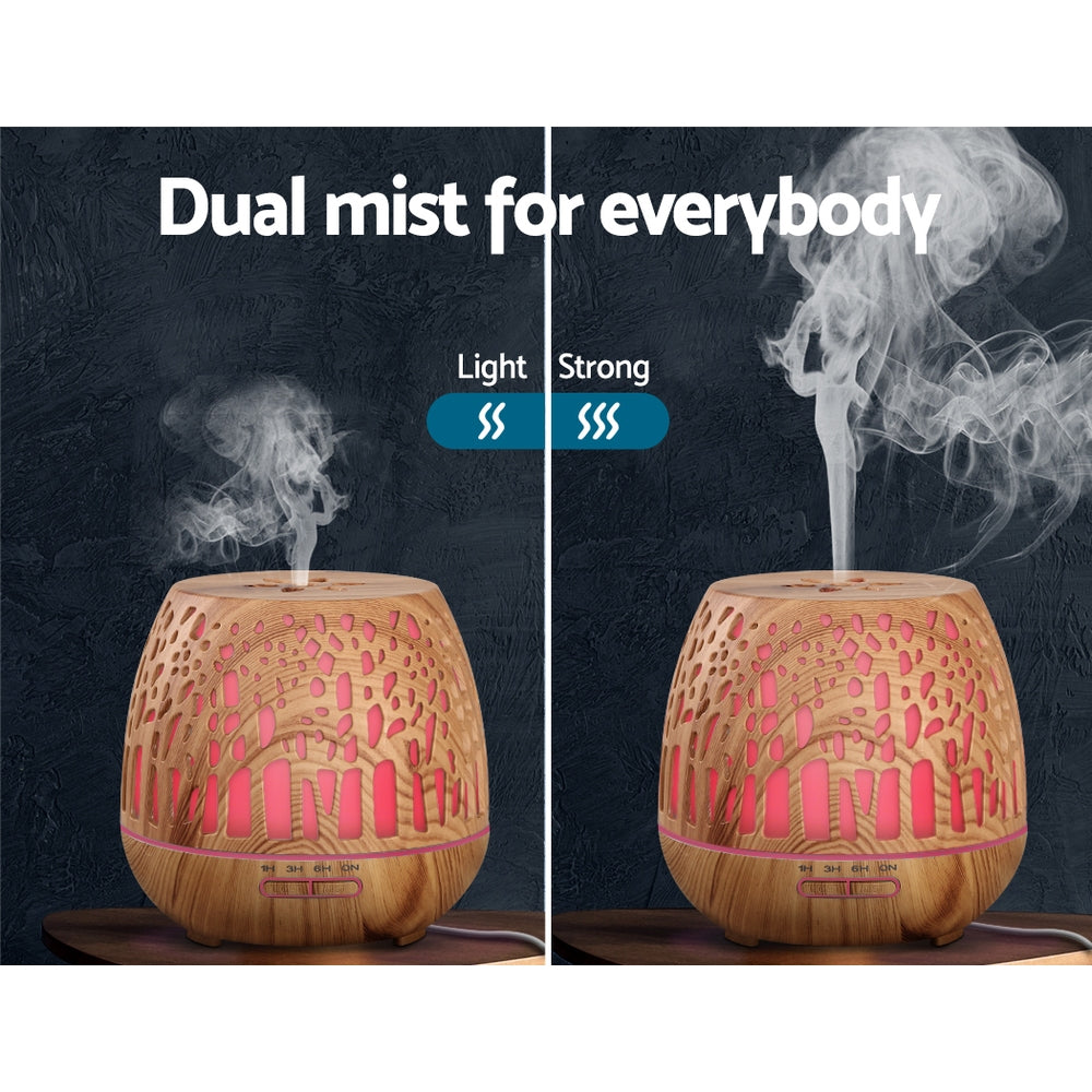 Aroma Diffuser Aromatherapy Humidifier Essential Oil Ultrasonic Cool Mist Wood Grain Remote Control 400ml - image6