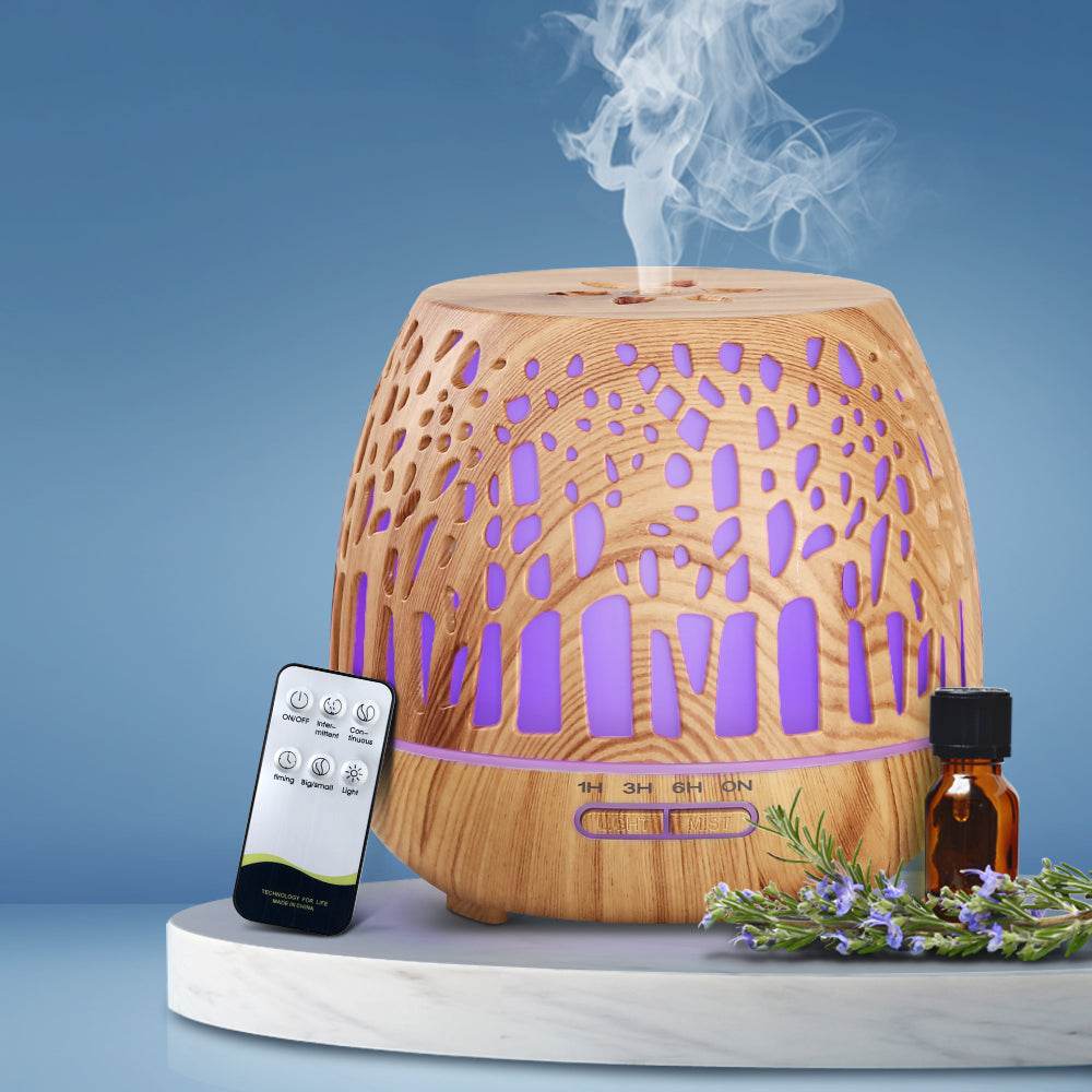 Aroma Diffuser Aromatherapy Humidifier Essential Oil Ultrasonic Cool Mist Wood Grain Remote Control 400ml - image7