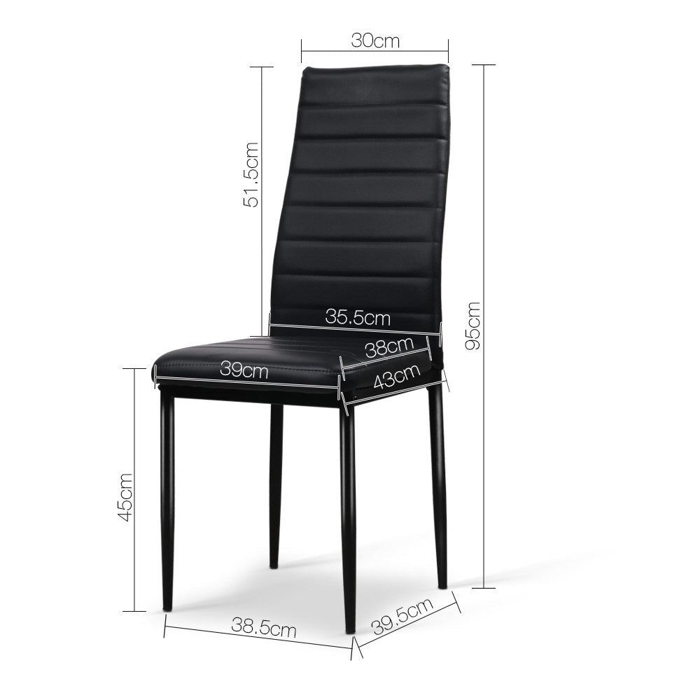 Set of 4 Dining Chairs PVC Leather - Black - image2