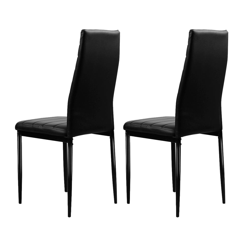 Set of 4 Dining Chairs PVC Leather - Black - image3