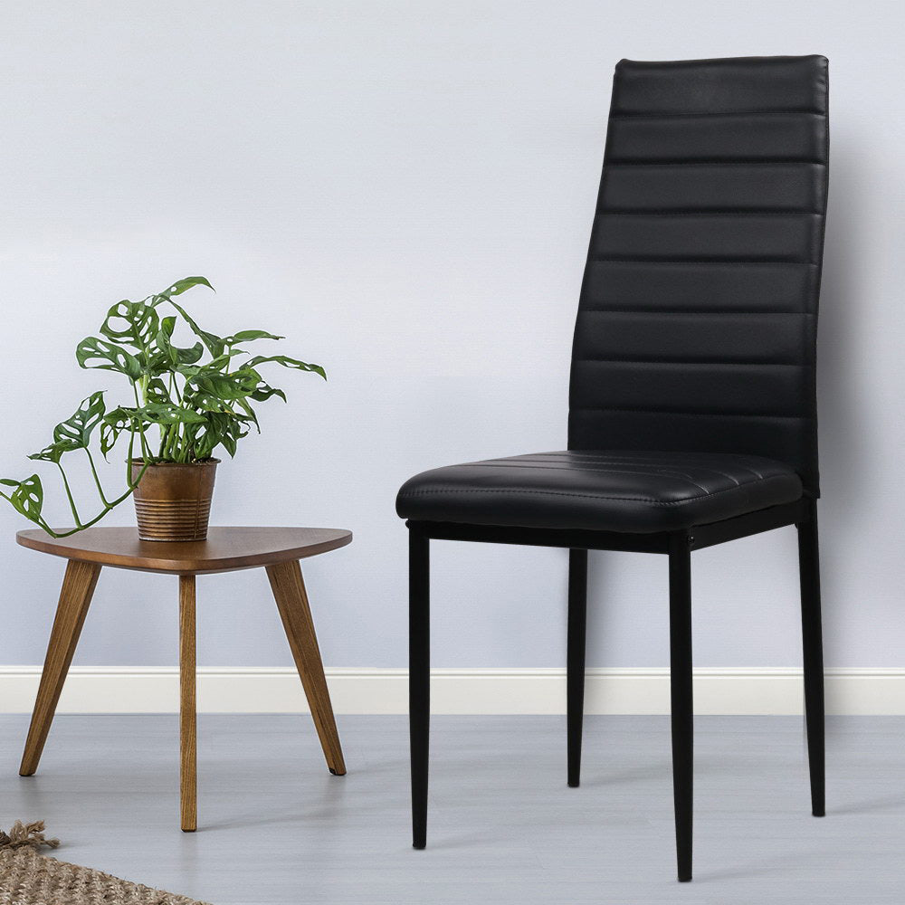 Set of 4 Dining Chairs PVC Leather - Black - image7