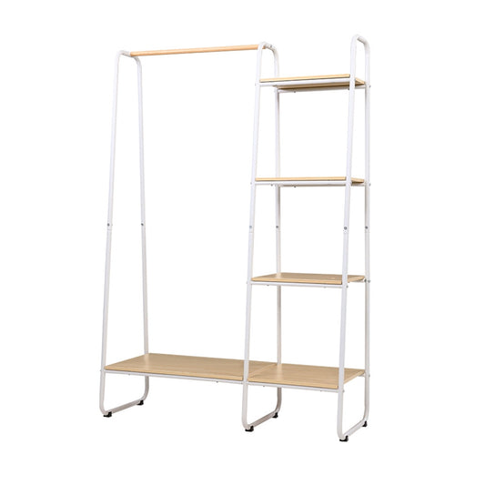 Closet Storage Rack Clothes Hanger Shelf Garment Rail Stand Wardrobe Organiser White - image1