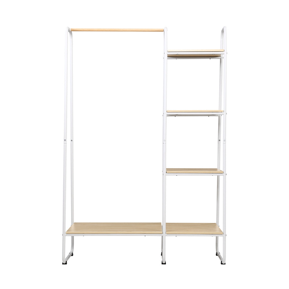 Closet Storage Rack Clothes Hanger Shelf Garment Rail Stand Wardrobe Organiser White - image3