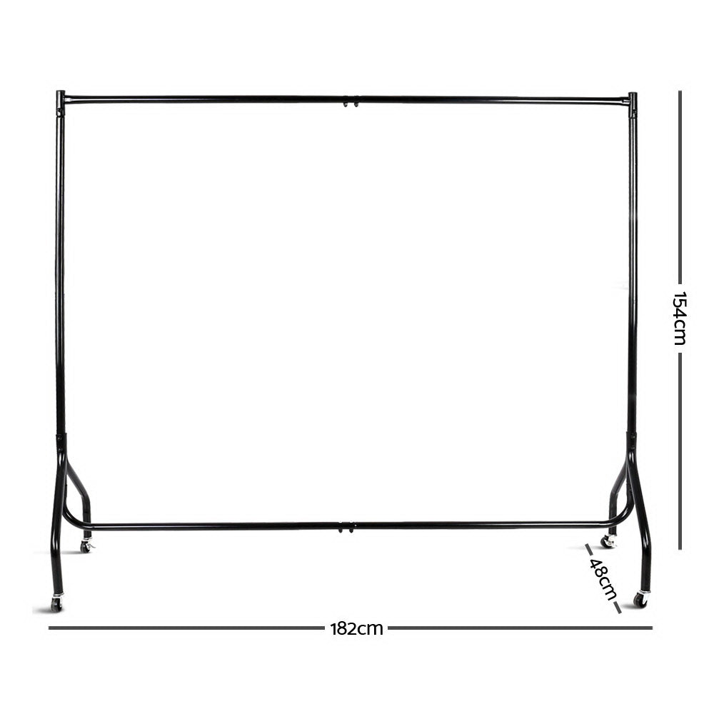 6FT Metal Garment Display Rail - Black - image2