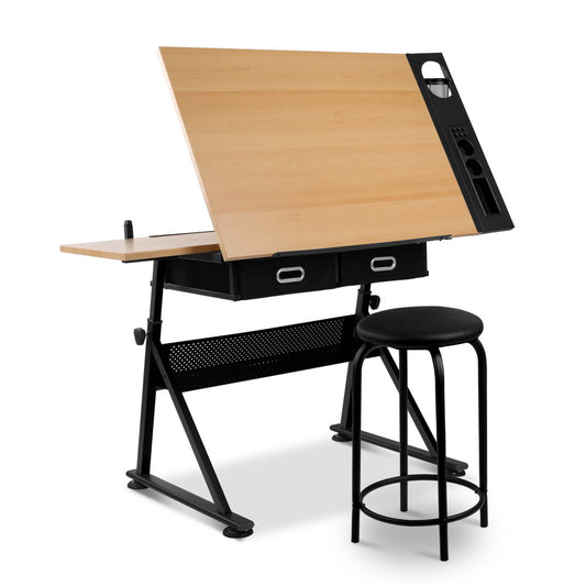 Tilt Drafting Table Stool Set - Natural & Black - image1