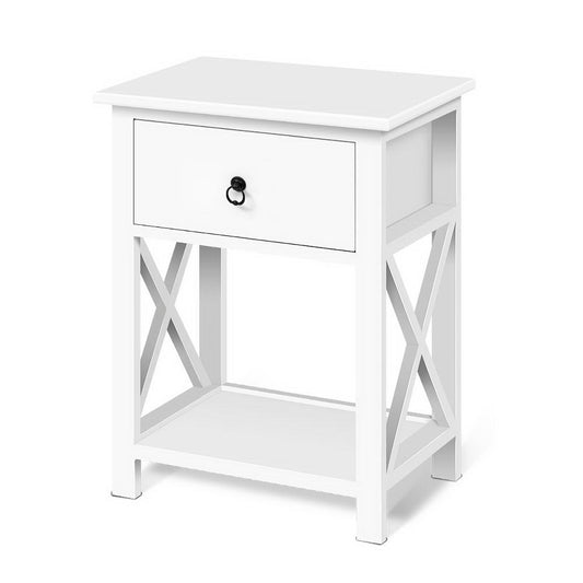 Bedside Tables Drawers Side Table Nightstand Lamp Chest Unit Cabinet x2 - image1