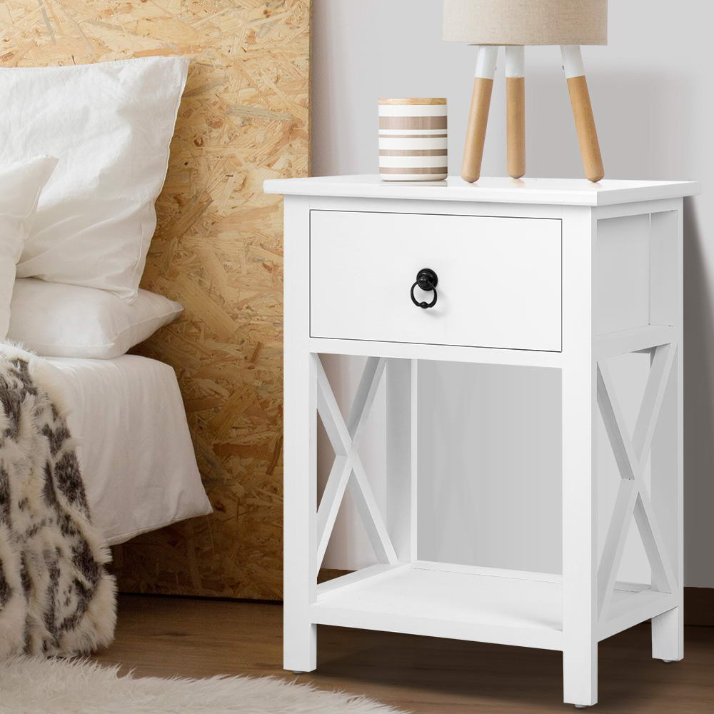 Bedside Tables Drawers Side Table Nightstand Lamp Chest Unit Cabinet x2 - image7