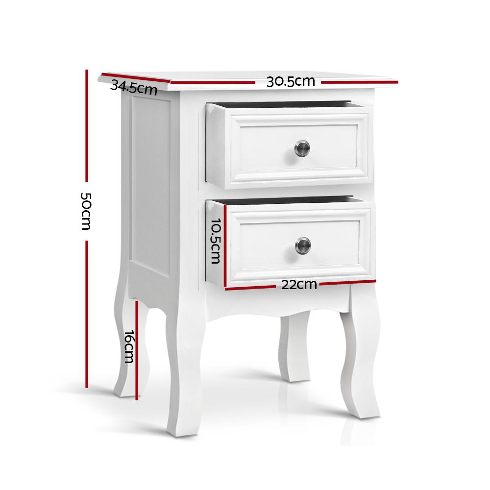 Bedside Tables Drawers Side Table French Storage Cabinet Nightstand Lamp - image2