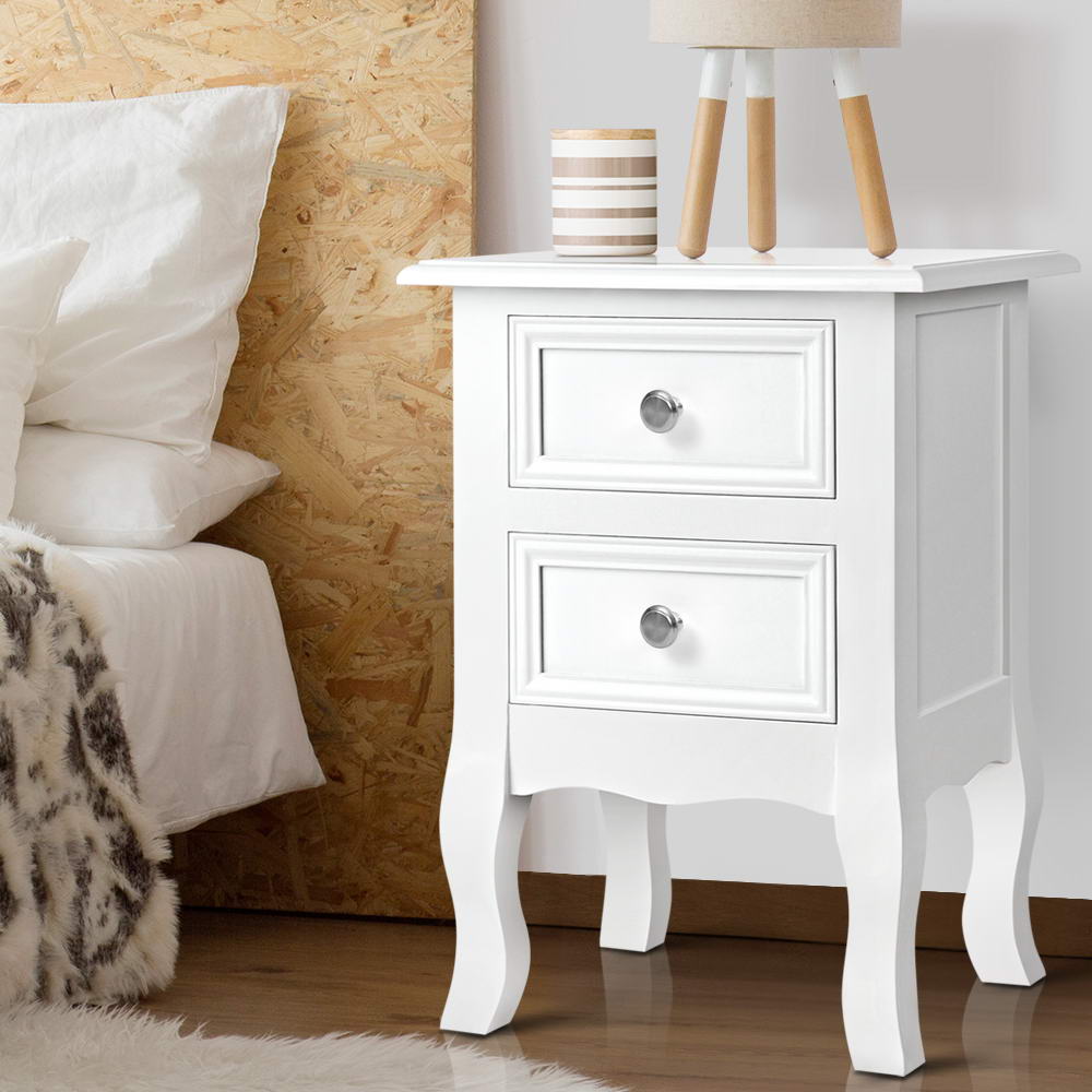 Bedside Tables Drawers Side Table French Storage Cabinet Nightstand Lamp - image7