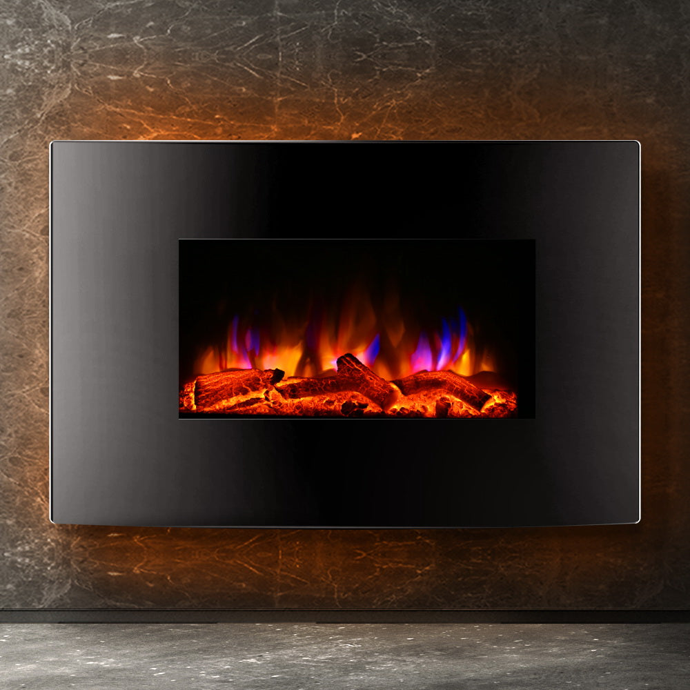 2000W Wall Mounted Electric Fireplace Fire Log Wood Heater Realistic Flame - image7