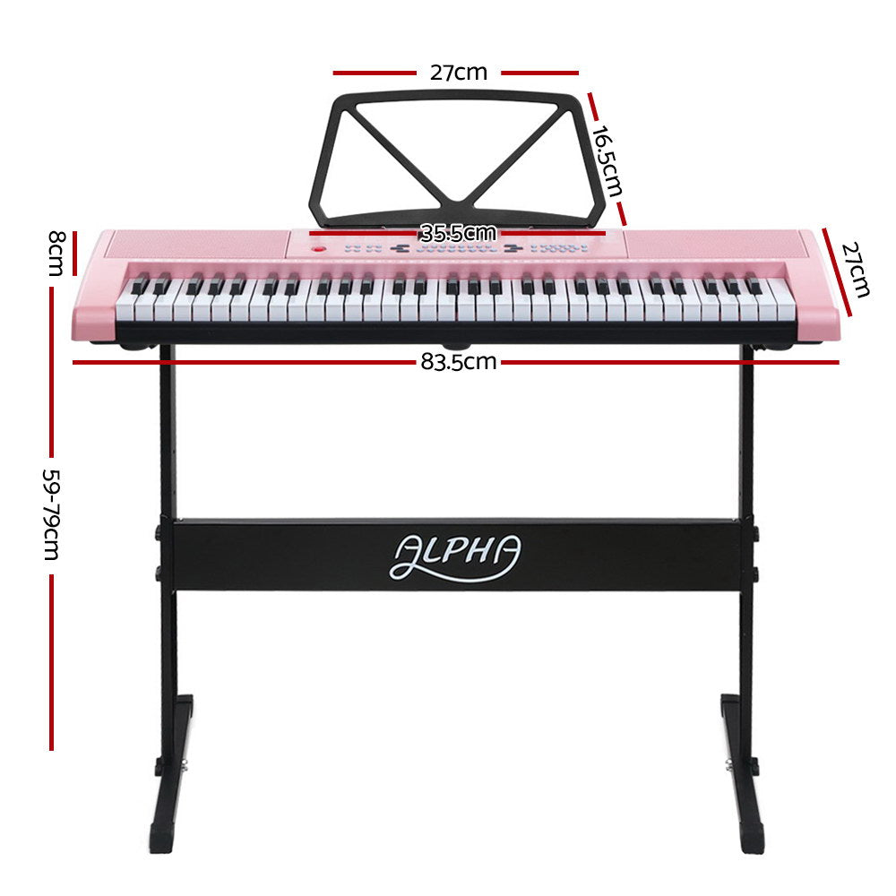 Alpha 61 Key Lighted Electronic Piano Keyboard LED Electric Holder Music Stand - image2