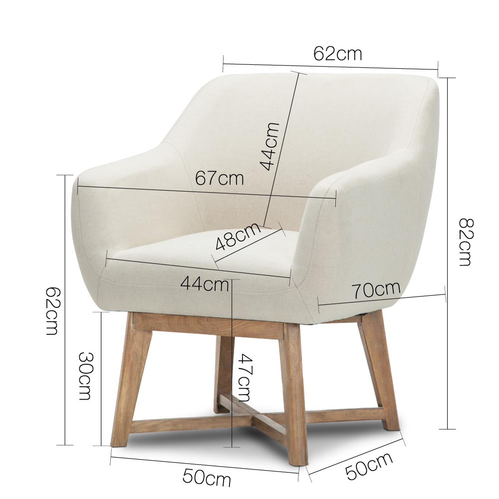 Fabric Tub Lounge Armchair - Beige - image2