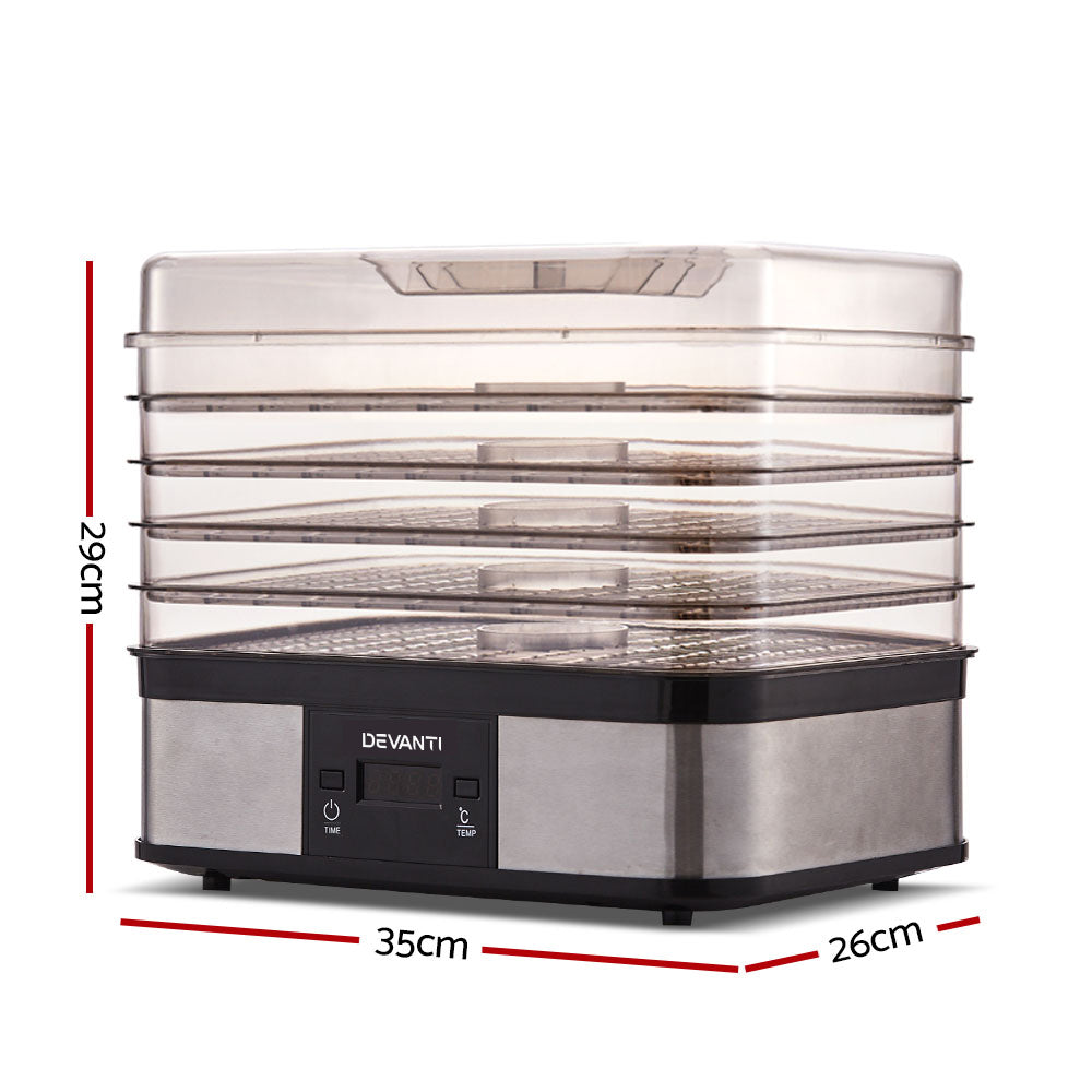 Food Dehydrator with 5 Trays - Silver - image2