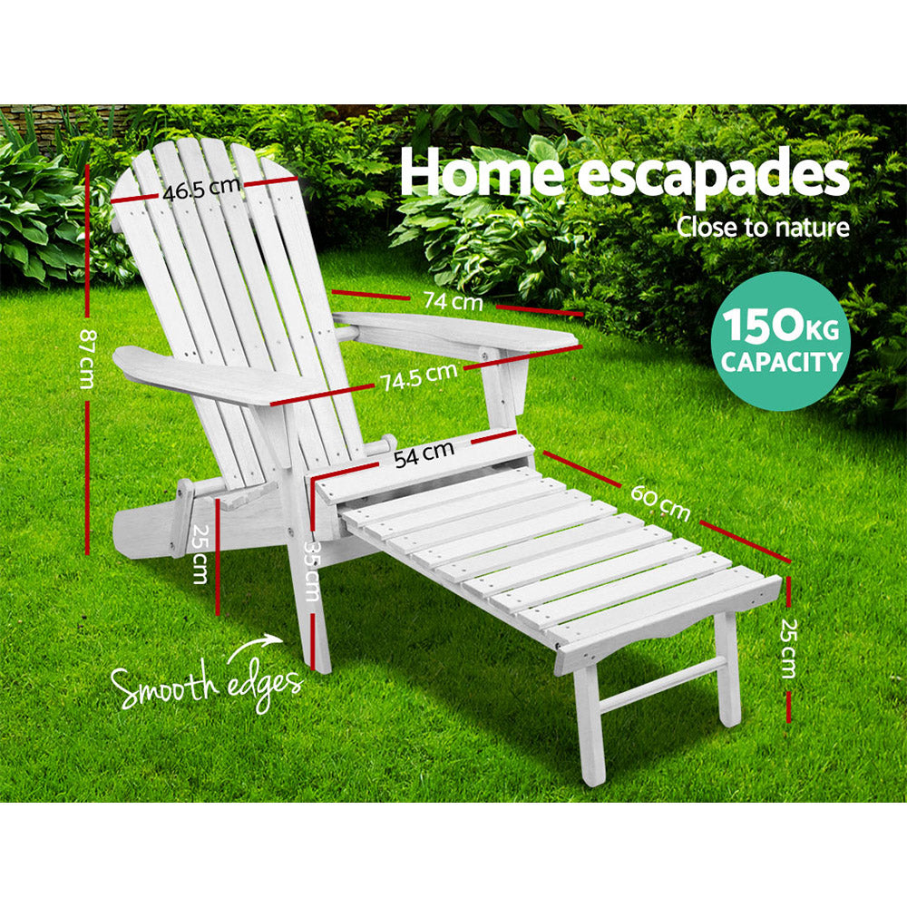 Adirondack Beach Chair with Ottoman - White - image2