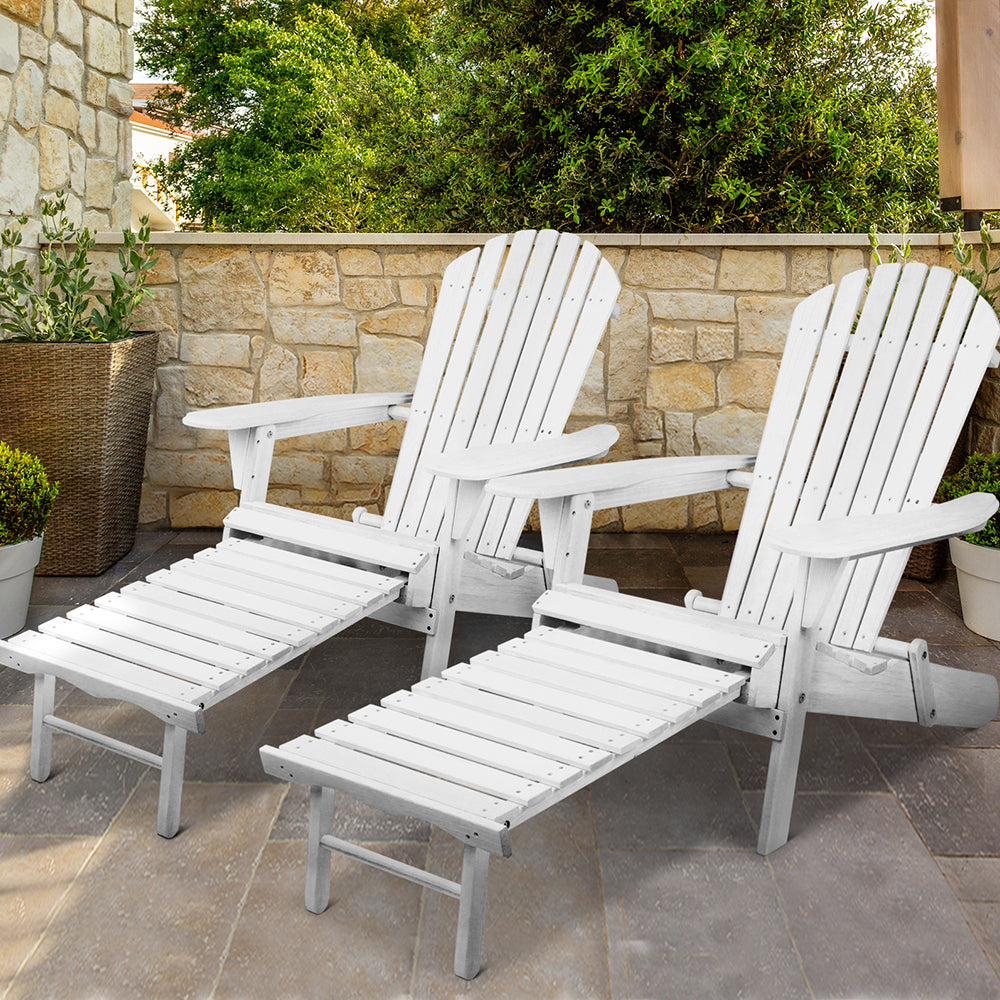 Gardeon Set of 2 Outdoor Sun Lounge Chairs Patio Furniture Lounger Beach Chair Adirondack - image8