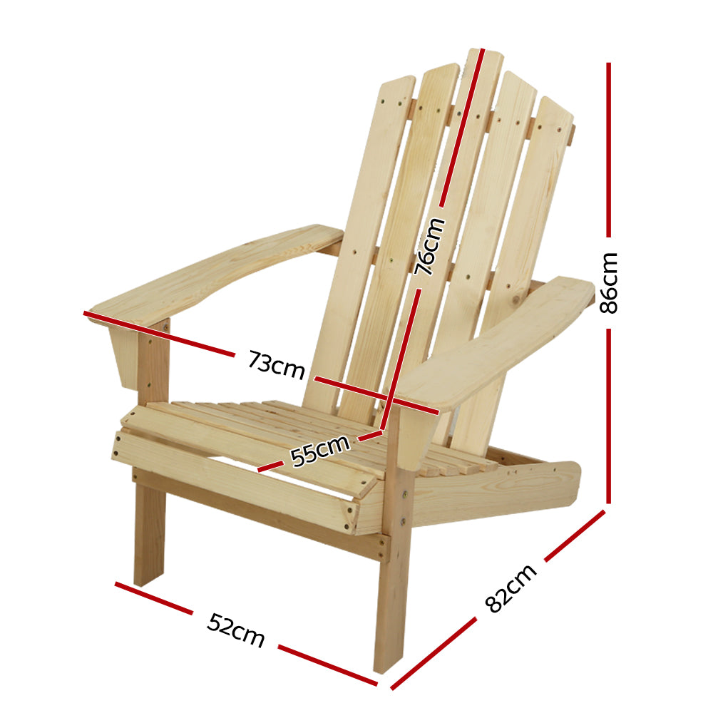 Outdoor Sun Lounge Beach Chairs Table Setting Wooden Adirondack Patio Chair Light Wood Tone - image2